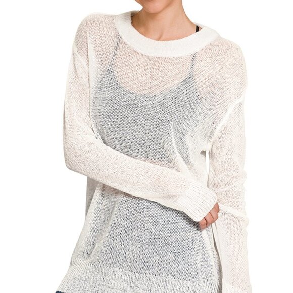 Ultra Fine Round Neck Wool Sweater - Ivory - Picture 1 of 9